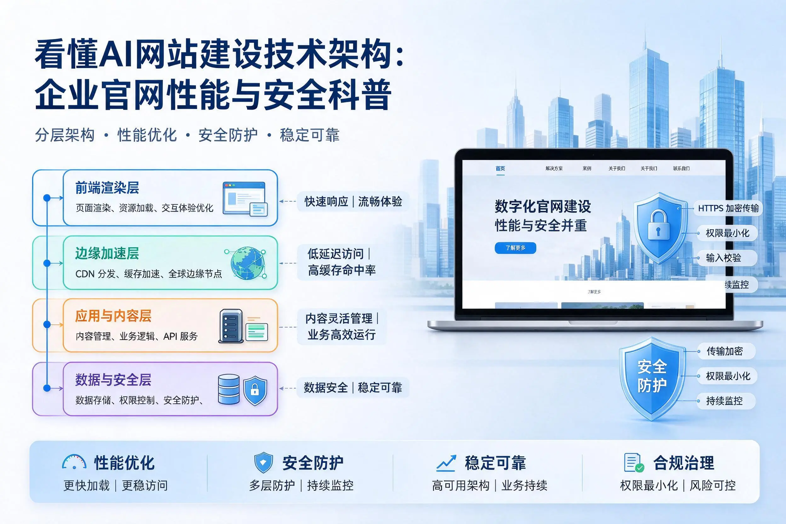看懂AI网站建设技术架构:温州企业官网性能与安全科普